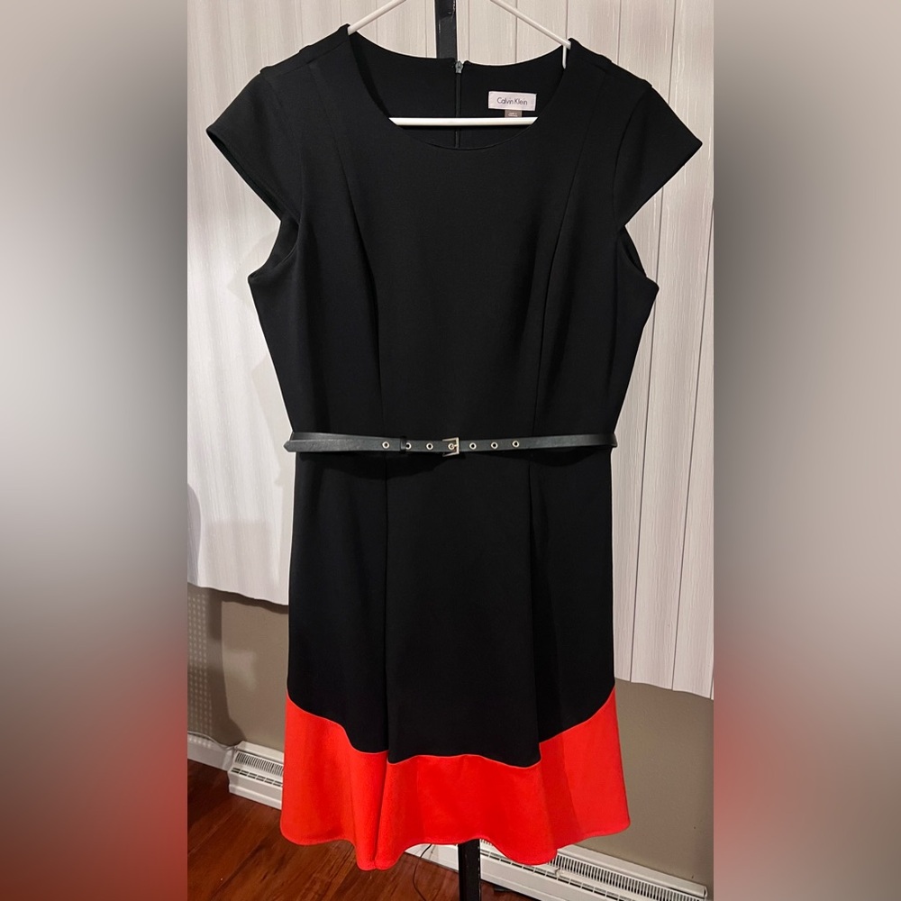Calvin Klein Red And Black Cocktail Dress Size 12